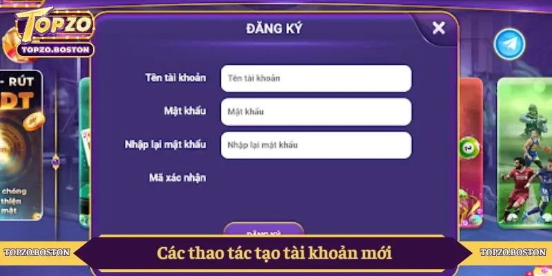 Các thao tác tạo tài khoản mới 