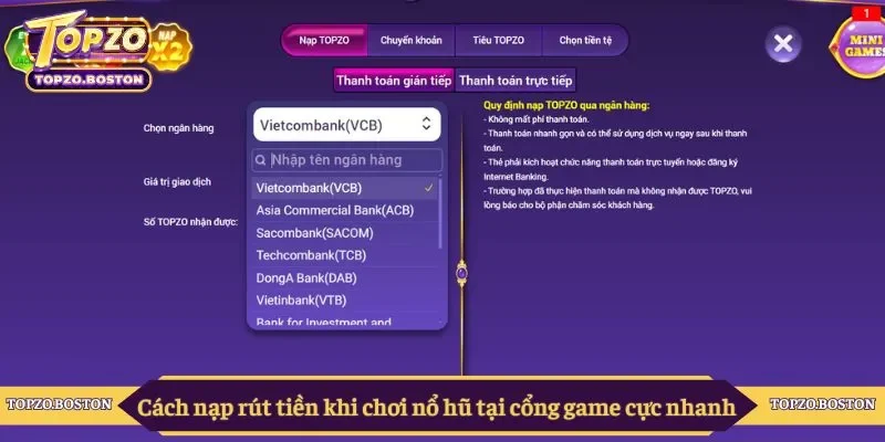 Cách nạp rút tiền khi chơi nổ hũ tại cổng game cực nhanh